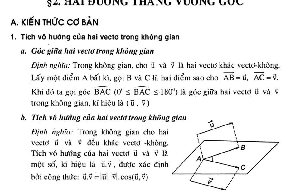 Giải Toán 11 Bài 2. Hai Đường Thẳng Vuông Góc