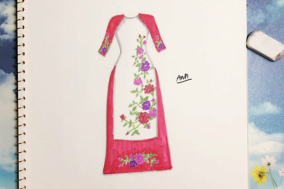 How To Draw Long Dress Vietnamese - Vẽ Áo Dài Cách Tân 2 - Youtube