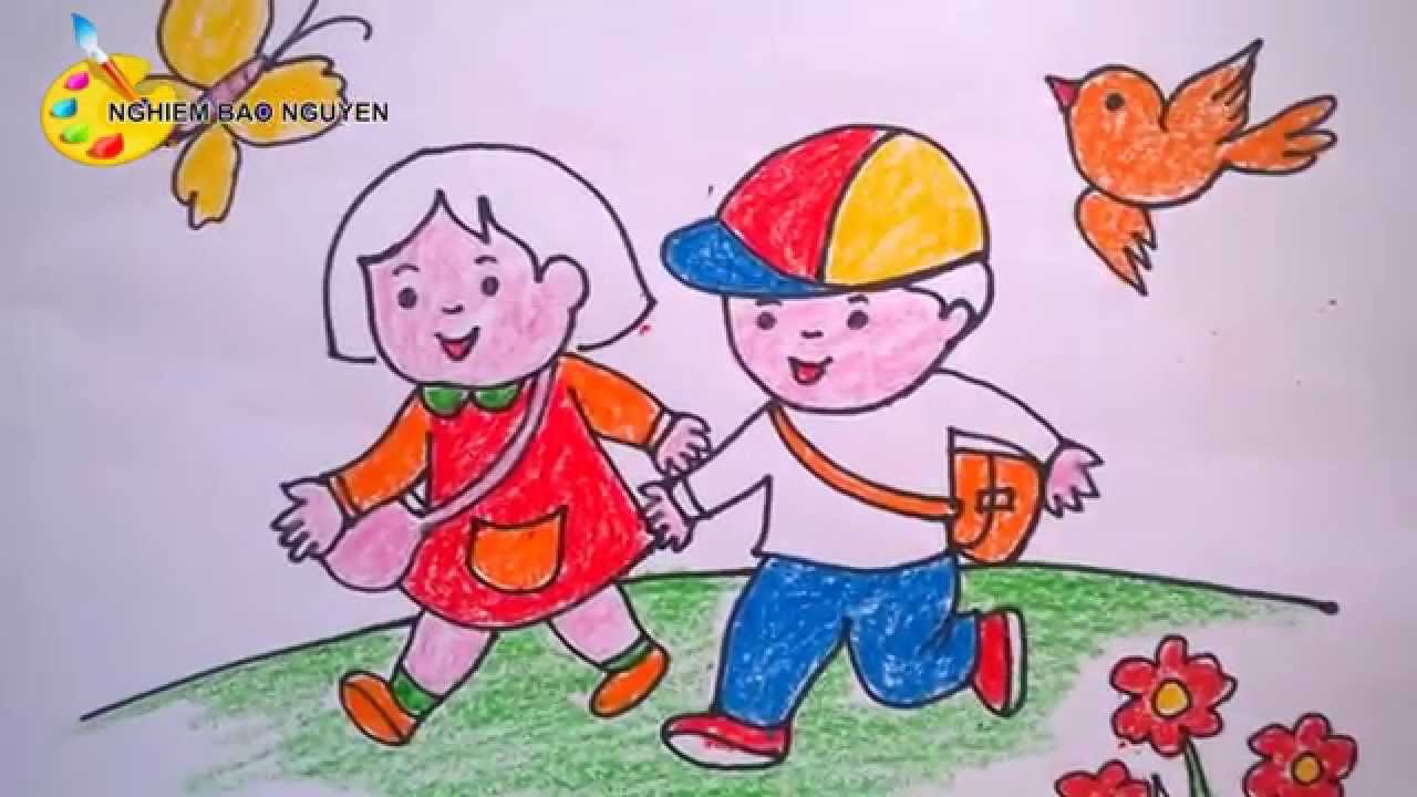 Vẽ Bé Đi Học/How To Draw Baby Go To School - Youtube