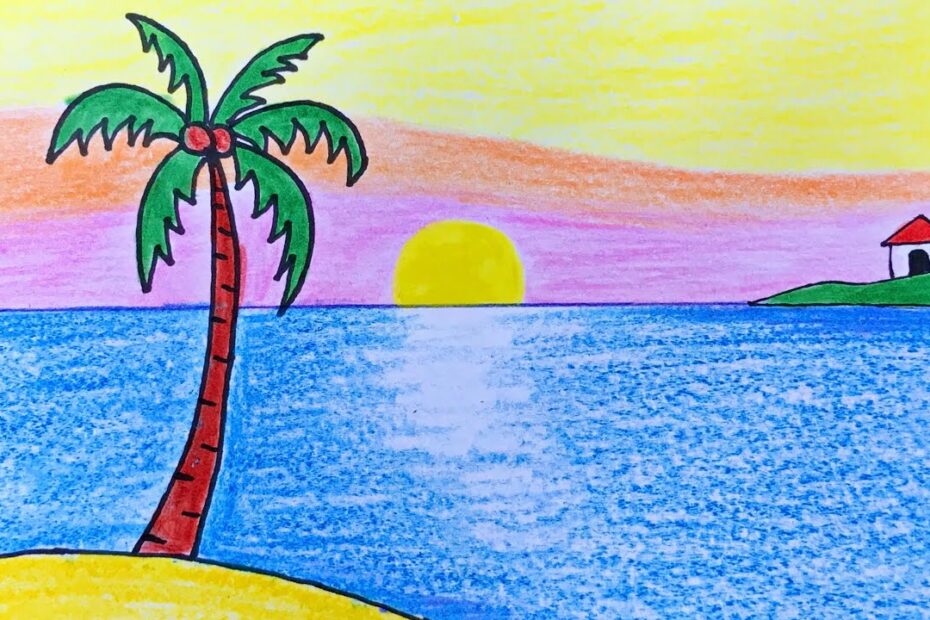 Vẽ Tranh Phong Cảnh Biển Vời Màu Sáp | How To Draw Simple Scenery With  Crayon - Youtube