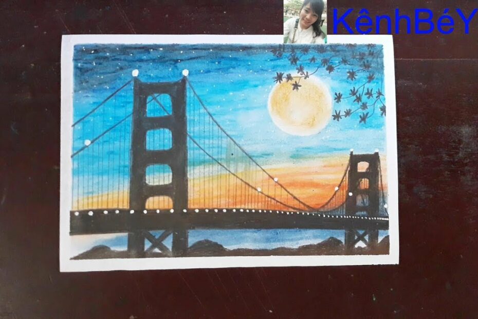 Vẽ Cây Cầu Đêm Trăng - Vẽ Tranh Sáp Dầu;Drawing The Moon Night Bridge -  Painting Oil Wax. - Youtube