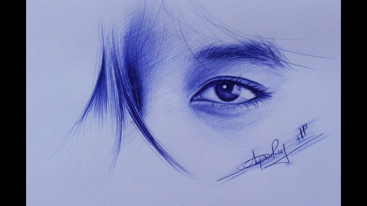 Cách Vẽ Mắt Bằng Bút Bi _ How To Draw Eyes With Ball Pen_ Dp Truong -  Youtube