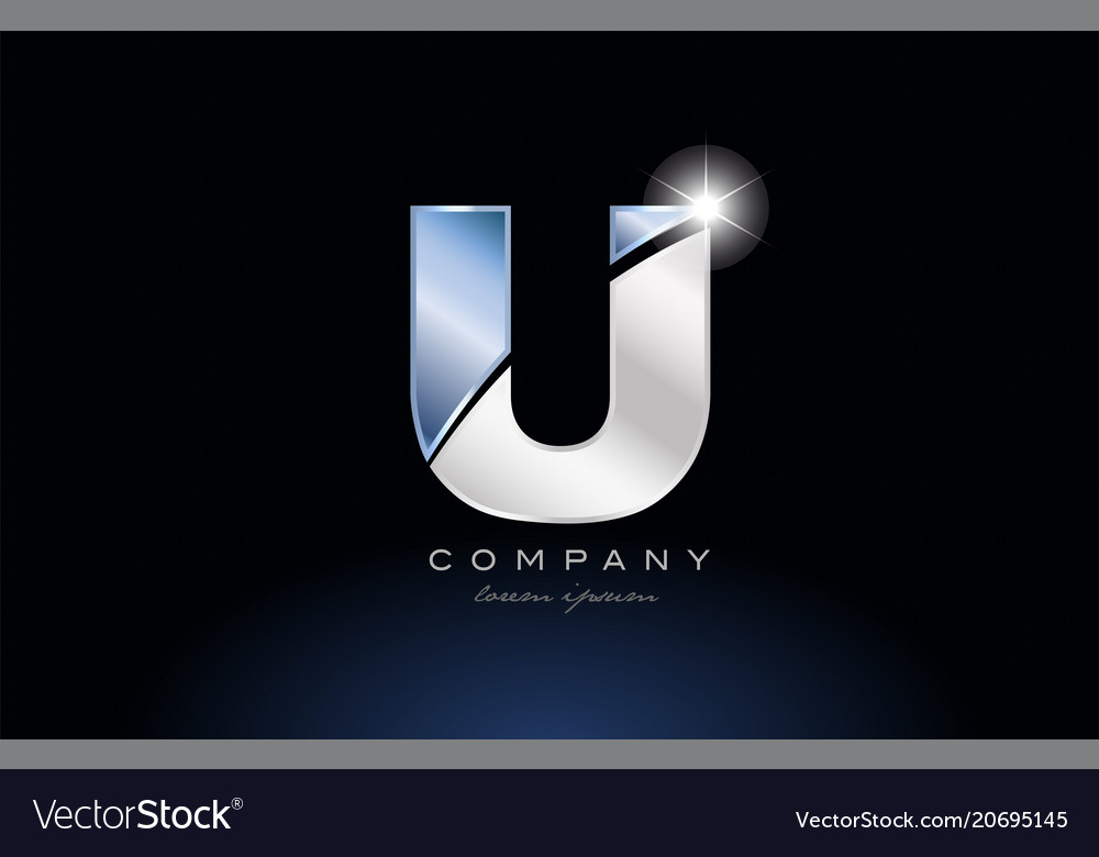 Metal Blue Alphabet Letter U Logo Company Icon Vector Image