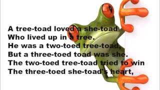 The Two-Toed Tree-Toad. Tongue Twister Poem For Children. English Tongue  Twister - Youtube