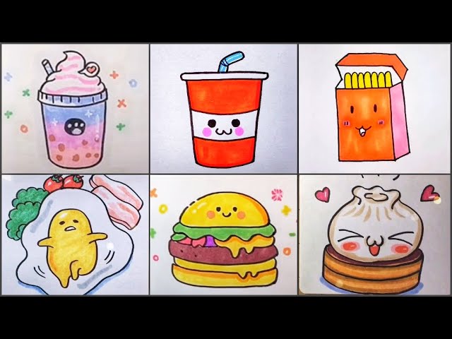 Vẽ Đồ Ăn Thức Uống Cute Đáng Yêu, Vẽ Hình Cute | Draw So Cute #35 - Youtube