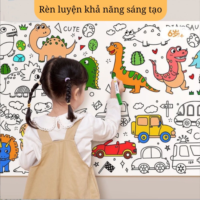 Tranh Tập Tô Màu Dán Tường Cho Bé, Có Thể Cắt Hình Dán Làm Kỉ Niệm, Keo Đặc  Biệt Có Sẵn Mặt Sau Của Giấy | Shopee Việt Nam