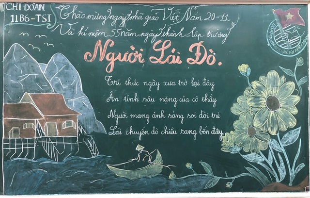 Độc Đáo Báo Tường Bằng... Phấn Vẽ Trên Bảng Đen Mừng Ngày Nhà Giáo Việt Nam  | Báo Dân Trí