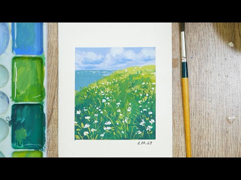 mini landscape  painting (เทคนิคสีโปสเตอร์ ) EP.75