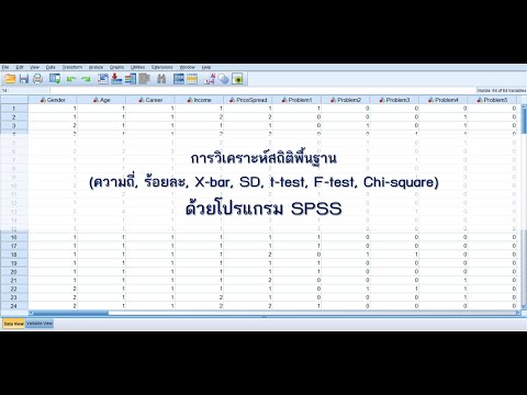 การวิเคราะห์ข้อมูลแบบสอบถามด้วยโปรแกรม SPSS (ความถี่, ร้อยละ, x-bar, SD, t-test, F-test, Chi-square)