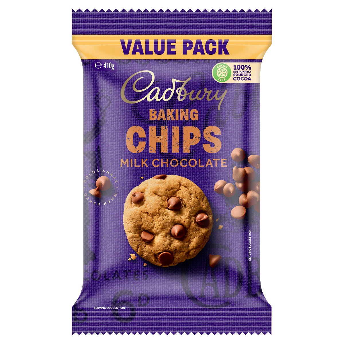 Cadbury Baking Chips Milk Chocolate Value Pack 410G