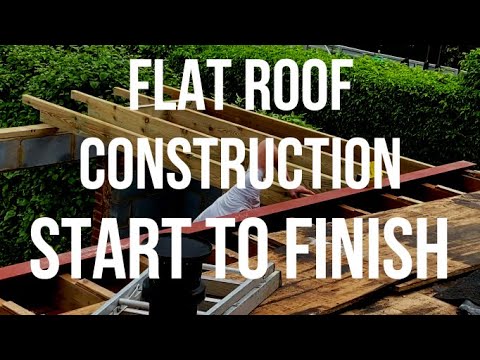 Flat Roof Construction Start to Finish - Steel Beam, Rafters, Insulation, Torch on Felt, Time Lapse