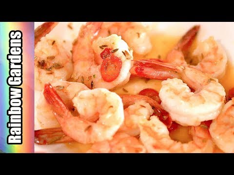 4K Fennel Seed Shrimp with Serrano Pepper, EASY! (No Recipe)  Harvest Peppers and Fennel Seeds